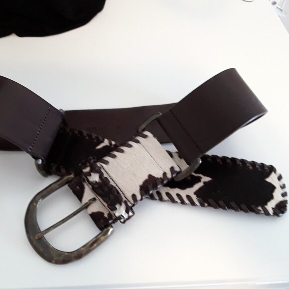 Vintage Saks Fifth Avenue Cowhide Leather Western Belt main image 8
